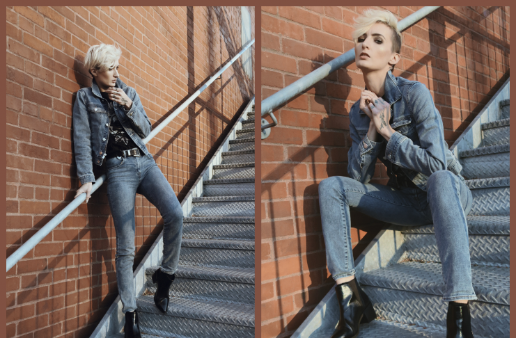 GIrl in denim outfit